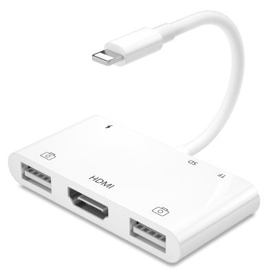 China HDTV Video Sync + USB OTG Card Reader + Charger for Apple Lighting to USB HDTV 1080P Digital AV Camera OTG Card Reader Adapter for iPhone for sale