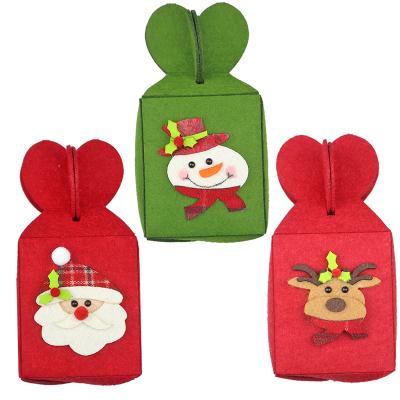 China New creative non-woven folding fluffy apple gift bag Christmas decoration gift bag for sale