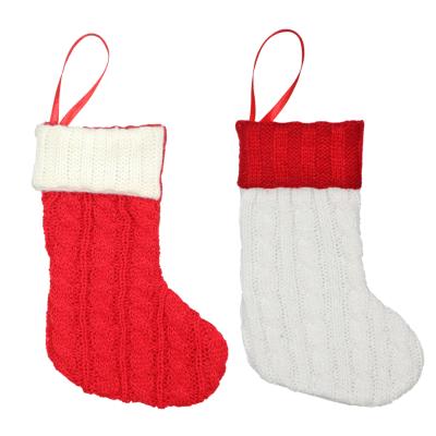 China Pile Christmas Gift Bag Small Christmas Tree Wool Knitted Socks Ornaments Christmas Bags for sale