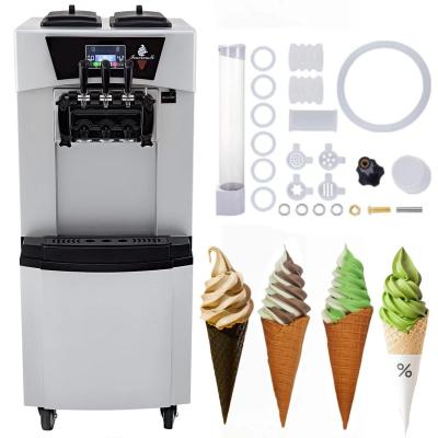 China Soft serve pum snack factory vertical 3 flavors ice cream machine position model 2200W with dual function of air compressor and pre-cooling for sale