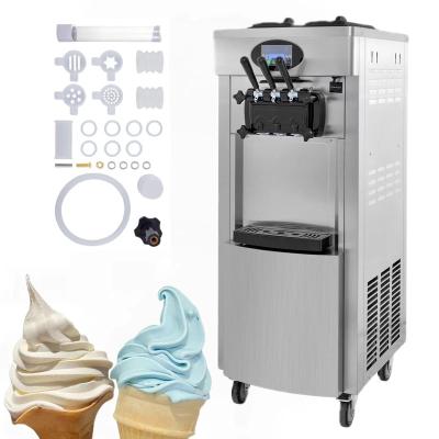 China Snack Factory Vertical 3 Flavors Soft Serve Ice Cream Machine 2200W with Compressor and Precooling Dual Function for sale