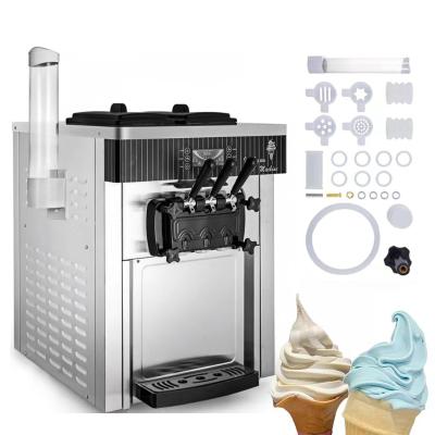 China Snack Factory 2200W 20-28L Commercial 2+1 Flavors Ice Cream Maker Per Hour Soft Serve Ice Cream Machine With LED Display Auto Clean for sale