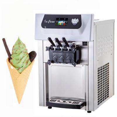 China Snack Factory Commercial 3 Flavors Soft Ice Cream Machine 2200W With Dual Compressor And Precooling Function 20-28L Per Hour for sale