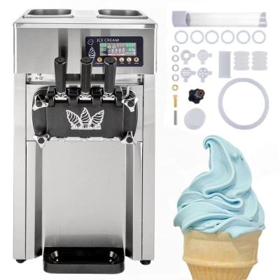 China Snack Factory Soft Ice Cream Machine 3 Flavors Commercial Ice Cream Machine Countertop Gelato Machine 1200W for sale