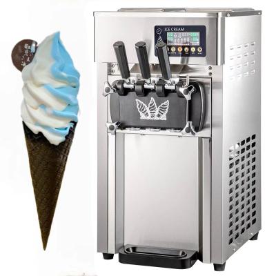 China Snack Factory Ice Cream Machine Maker 3 Flavors Ice Cream Machine Countertop Gelato Machine 1200W for sale