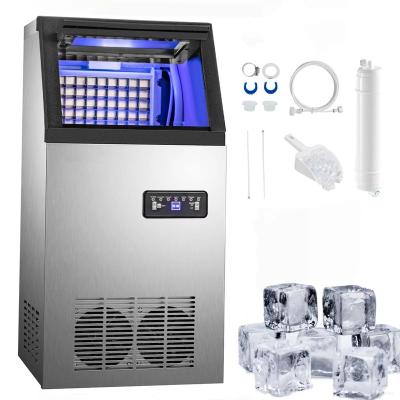 China Commercial Ice Maker 50kg/24H Fully Upgrade Commercial Under Counter Ice Maker With Water Drain Pump/Water Filter/Scoops for sale