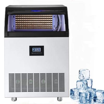 China 120kg/24h Commercial Commercial Ice Maker Machine with 25kg Storage Capacity and 126pcs Ice Tray 750W Stainless Steel Ice Maker for sale