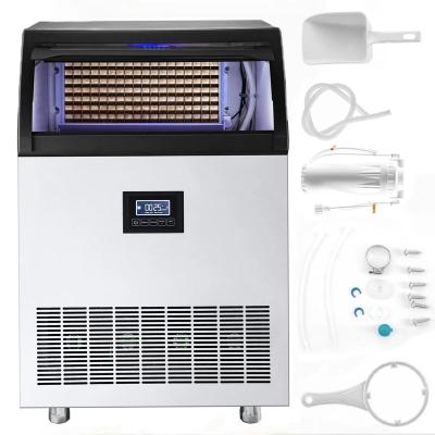 China 120kg/24h Commercial Commercial Ice Maker Machine with 25kg Storage Capacity and 126pcs Ice Tray 750W Stainless Steel Ice Maker for sale