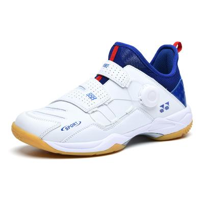 China PVC Rubber School Badminton Training Shoe Boys and Girls Outdoor and Indoor Sports Sole Tennis Shoes with Nylon Turn Rotary Buckle for sale