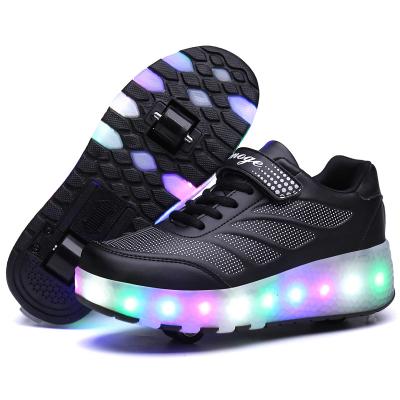 China TPR Ylllu Kids LED Roller Skate Shoes With Dual Wheels USB Charge Light Up Roller Sneakers For Girls Boys Nsasy SDSPEED 7 Colors for sale