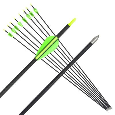 China Durable Fluorescent Green Different Length Spine Archery Recurve Target Shooting Pure Carbon Arrow for sale