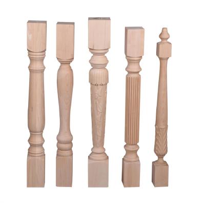 China Traditional wood railing for crate wood railing stair balcony park stair indoor solid wood baluster for sale