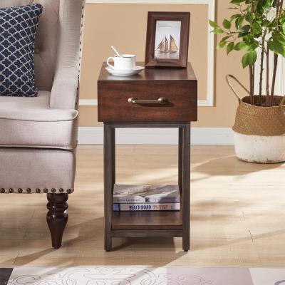 China Best Selling Contemporary Sofa Side Table Drawer Side Table Brown Sofa Side Table Lamps High End Contemporary Brown for sale