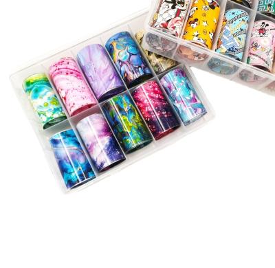 China Easy Apply 2021 Various Designs Summer Colorful Flowers Marbling Personalized Transfer Stickers Nail Art Sticker for sale