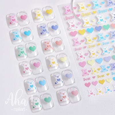 China Easy Apply AHA Series Nail The Lovely Winter Cartoon Sticker Bear Where Autumn Adhesive Painted Tulip Flower Nail Sticker Decoration for sale