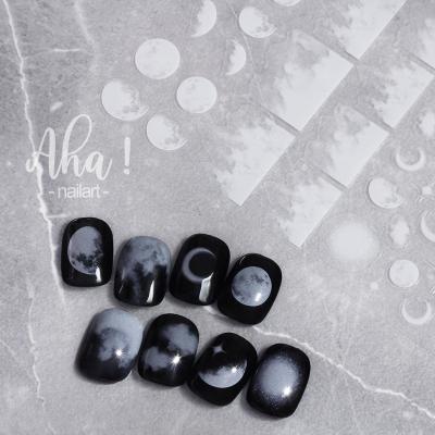 China Easy Apply White AHA Series Nail Cloud Flower Moon Flower Nail Sticker Dreamy Cute Enhancement Sticker for sale