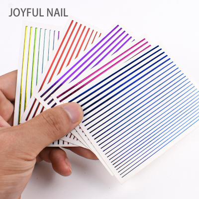 China Easy Apply 2022 Nail Sticker Colorful Line Fluorescence Tape Stickers Encourage Nail Art Decoration for sale