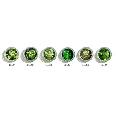 China Easy Apply Laser Super Bright Light Green Chameleon Summer Nail Sequin 6 Mixed Colors Bling Nail Glitter for sale