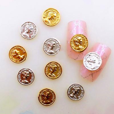 China Easy Apply Japanese Style Charm Gold/Silver Nail Art Decoration Art Design Supplier Metal Alloy 3D Nail Coin Guitar Sun Beauty Nail for sale