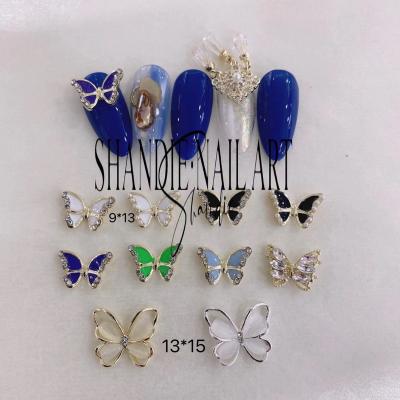 China Easy Apply Butterfly Nail Charms Oil Painting Blue Black White Butterfly Nail Art Jewelry 3d Butterflies Nail Art Decoration for sale