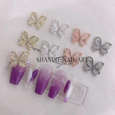 China Easy Apply Alloy Nail Charms Gold Silver Rose Gold Butterfly Nail Art Jewelry Cats 3d Butterflies Nail Art Decoration for sale