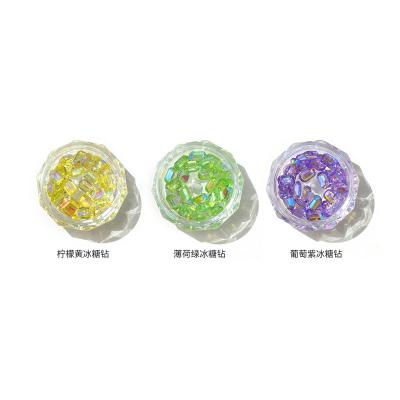 China Easy apply rhinestone for rock crystal sugar stone nail 3d yellow purple green sugar nail art decoration for sale