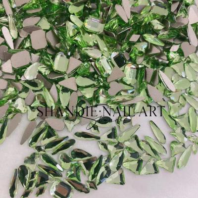 China Easy Apply Mixed Various Shapes Gold Silver Back Rhinestones Blue Green Nail Art Charms for sale