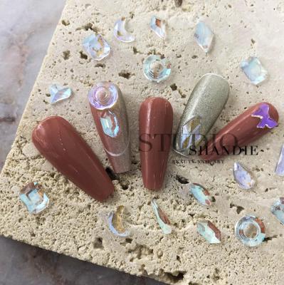 China Easy apply various shapes phantom purple colors aurora transparent blended champagne imagination rhinestones nails glass diamonds for sale