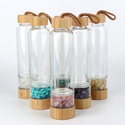 China Wholesale China Tumbled Crystal Chips Gravels Bamboo Glass Water Bottles Water Bottle for sale