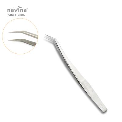 China Navina Stainless Steel Eyelash Extension Tweezers Stainless Steel False Eyelash PT-11 Non Magnetic Silver Non Magnetic Tweezers for sale