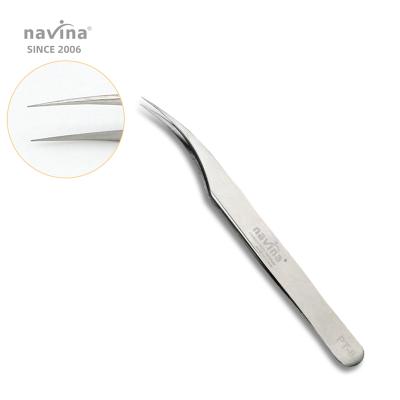 China Navina Stainless Steel Eyelash Extension Tweezers Stainless Steel False Eyelash PT-8 Non Magnetic Silver Non Magnetic Tweezers for sale