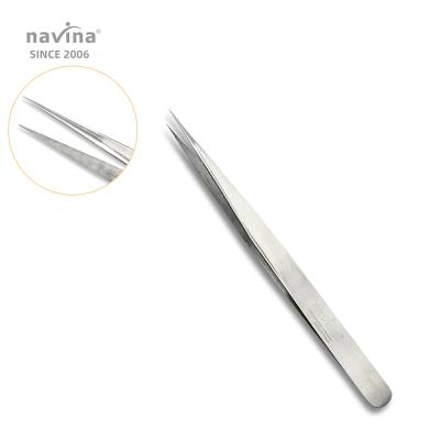 China Stainless Steel Navina Eyelash Tweezers Straight Lightly Pointed Stainless Steel False Eyelash PT-3 Non-magnetic Tweezers for sale