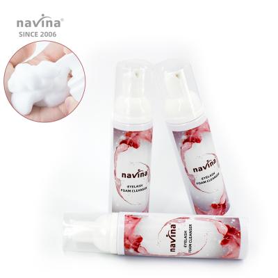 China navina 100ml eyelash shampoo mousse eyelash extension detergent foam with private label and factory wholesale price FZP-QJY-NV03 for sale