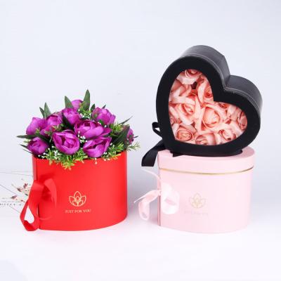 China SEEWIN Double Layer Valentine's Day Heart Shape Flower Waterproof Romantic Box Cardboard Packaging Boxes for sale