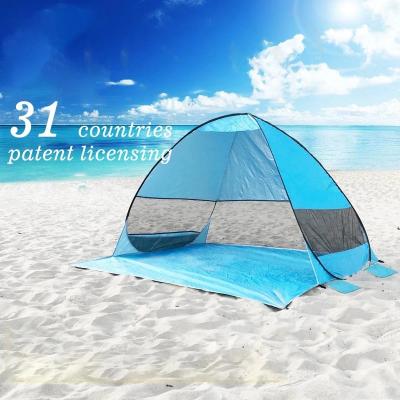 China Straight Tether Type 2021 UV Proof Portable Quick Drive Beach Tent Sun Shelter Camping Tents for sale