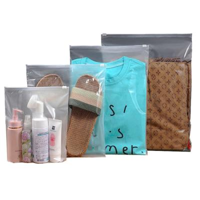 China Custom Materials Recycled Plastic Self Sealing Ziplock Bag PVC Frosted Zipper Bag With Logo For Clothing for sale