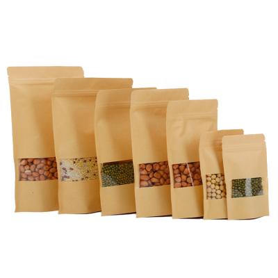 China Recycled Materials Kraft Paper Food Packaging Bag With Sealable Zipper Bag Heat Seal Clear Paper Packaging Zipper for sale