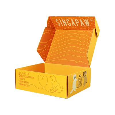 China Eco Friendly Recycled Materials Color Printing Corrugated Cardboard Yellow Paper Packaging Shipping Box For Pet Food for sale