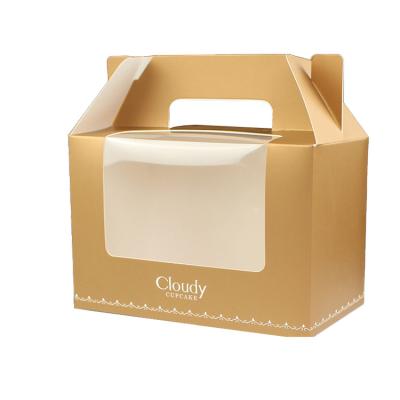 China Different Materials Sizes Brown Kraft Food Box Baking Food Paper Packaging Recycled Cake Boxes With Plastic Window for sale