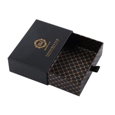 China Good Quality Recycled Materials Multifunctional Black Paper Jewelry Sliding Drawer Box for sale