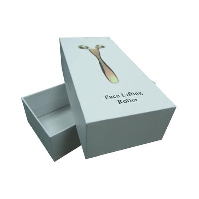 China Recycled Materials Luxury Rigid Paper Cardboard Plain White Empty Cosmetic Gift Box For Face Lift Roller for sale