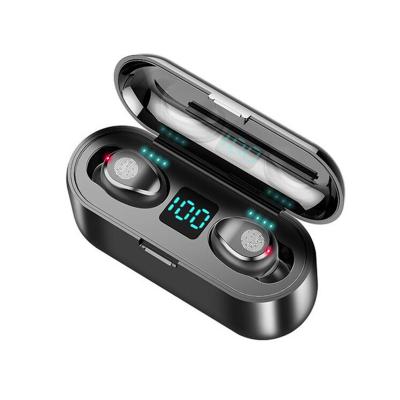 China hot selling In-ear noise canceling sport wireless BT earbuds with power bank battery display F9 for sale