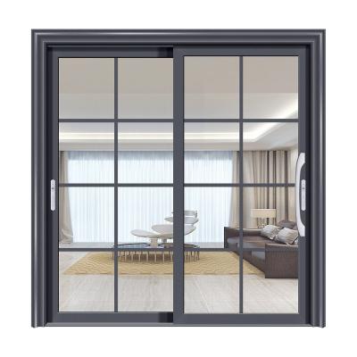 China Double Glazed Aluminum Glass Patio Doors Windproof Aluminum Sliding Doors for sale