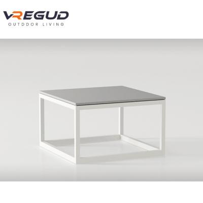 China New Modern Marble Table Outdoor Patio Furniture Small Aluminum Garden Coffee Table With Shelf for sale