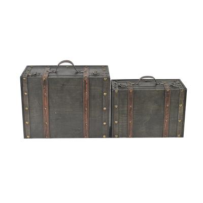 China Handcraft Storage Craft Vintage Wooden Luggage Suitcase Trunk Decorative Box for sale