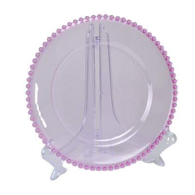 China Sustainable Luxury Transparent Plastic Dish Pearls Round Dinner Hotel Dishes for sale