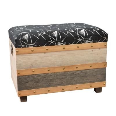 China Storage Home Furniture Locker Velvet Storage Stool Trunk With Wooden Legs for sale