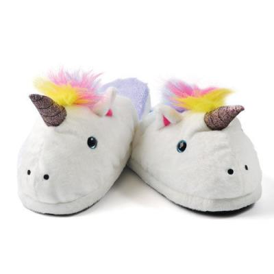 China Wholesale Cheap Custom Plush Cute White Soft Animal Unicorn Plush Fluffy Slippers for sale