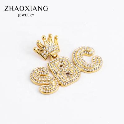 China Long Color Keeping Letter Jewelry Arabic Numerals Pendants Customized Necklaces Iced Out Zircon Hip Hop Accessories for sale