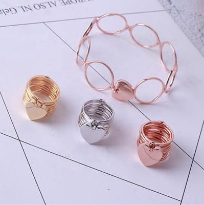 China Romantic Stainless Steel Rings For Bracelets Two Tone Charms Accessories Cute Design Women for sale